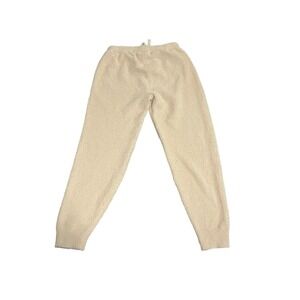Cupcakes & Cashmere Medium Teddy Jogger Lounge Pants Womens Beige Drawstring